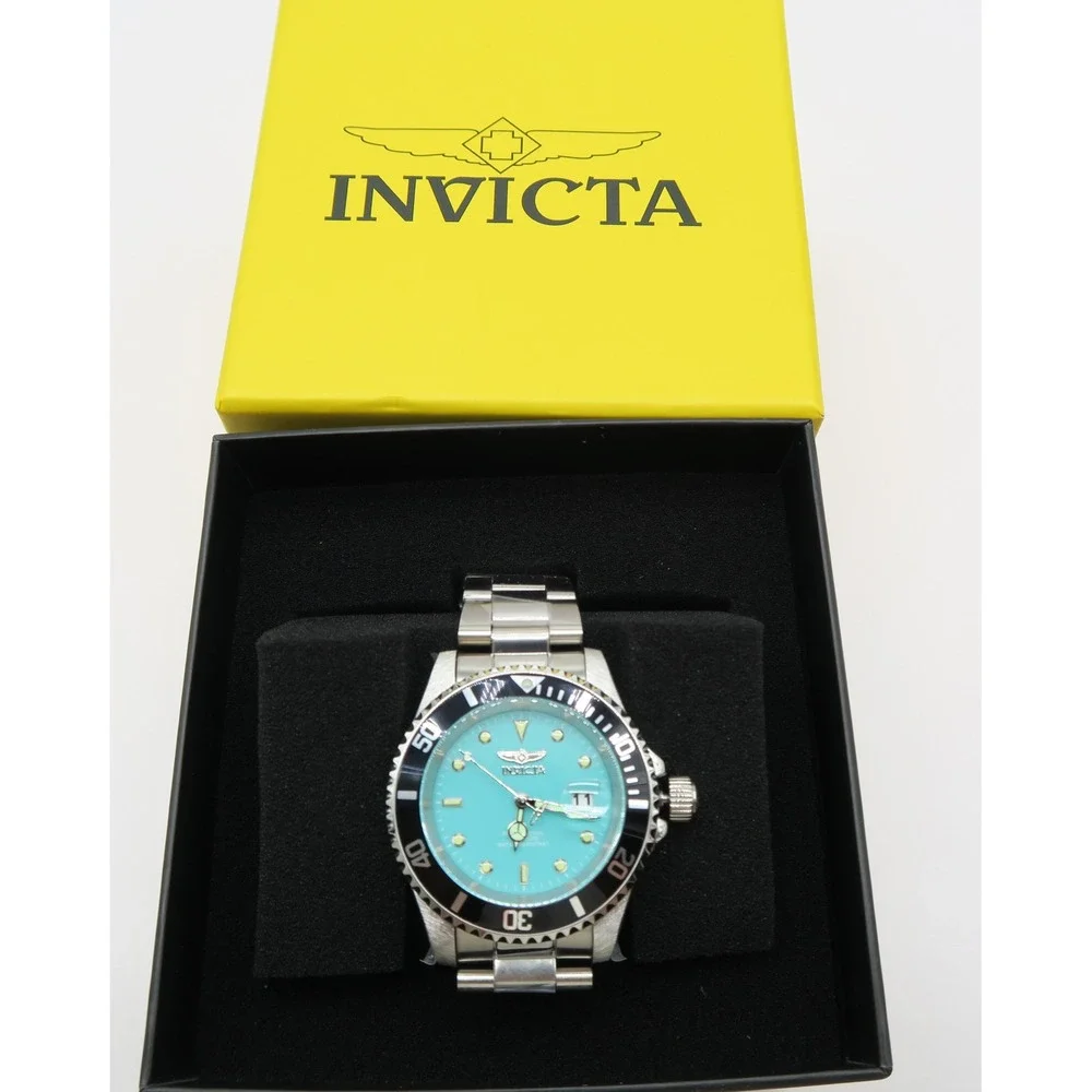 Invicta Pro Diver Aurenova 40mm Turquoise Dial Stainless Steel Watch Black Bezel